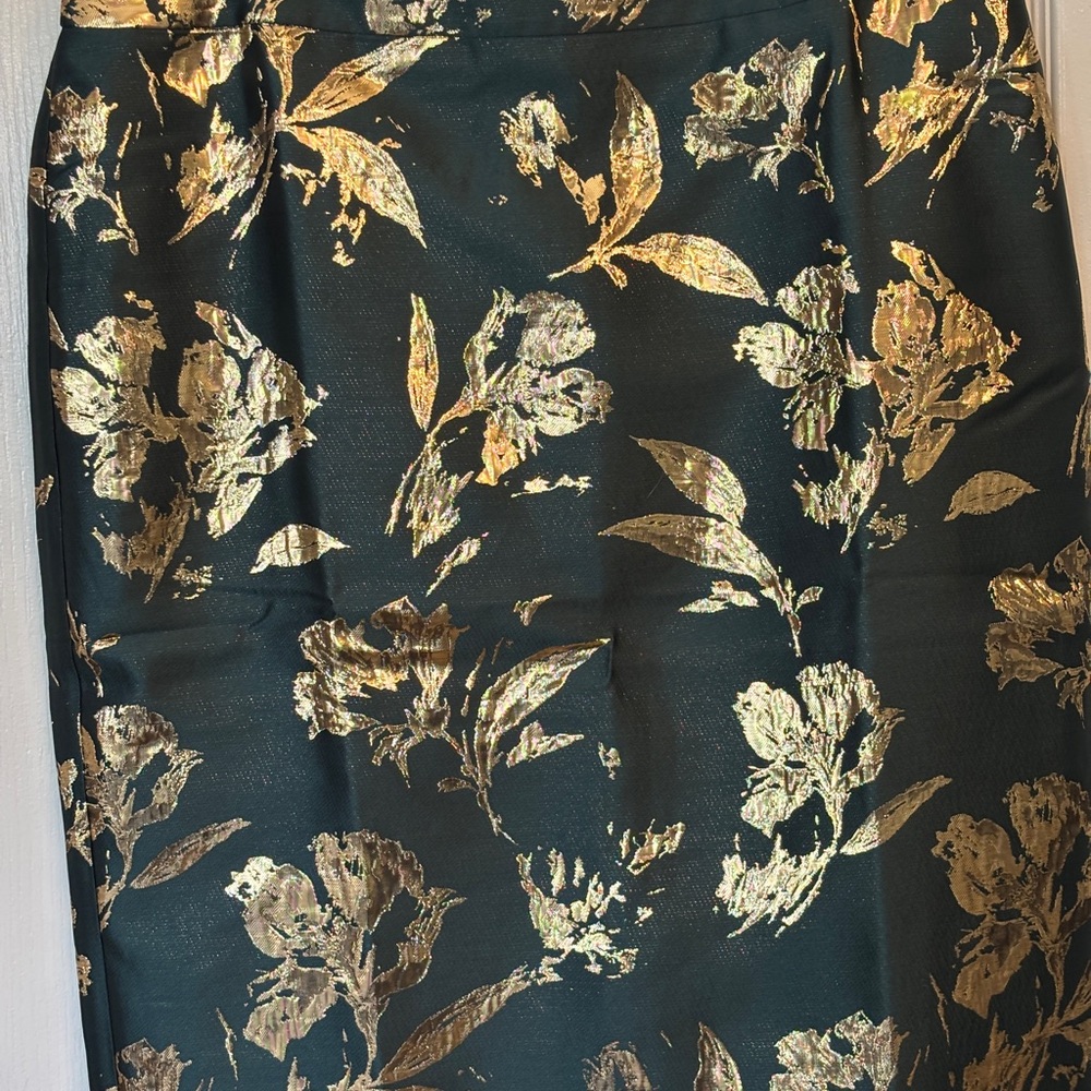 Talbots Floral Gold and Green Midi Skirt Women’s Size 16 New W Tags Femine - Picture 3 of 9